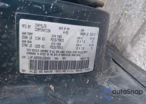 1995 Jeep Cherokee Sport z USA, uszkodzony, nr VIN 1J4FJ68S5SL632424